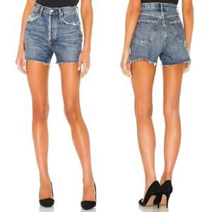 AGOLDE Dee Denim Shorts Women’s Size 27 Precision Distressed High Rise Raw Hem